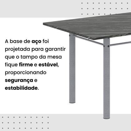 Imagem de Conjunto de Mesa Retangular 180x75cm Tampo Ardósia Indiana 8 Cadeiras Lavínea