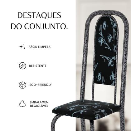 Imagem de Conjunto de Mesa Retangular a 120x75cm Tampo de Vidro 4 Cadeiras Lavínea