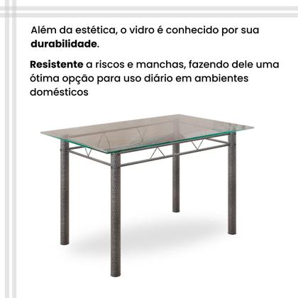 Imagem de Conjunto de Mesa Retangular a 120x75cm Tampo de Vidro 4 Cadeiras Lavínea
