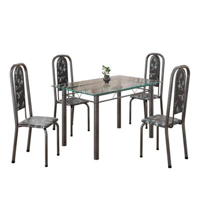 Imagem de Conjunto de Mesa Retangular a 120x75cm Tampo de Vidro 4 Cadeiras Lavínea