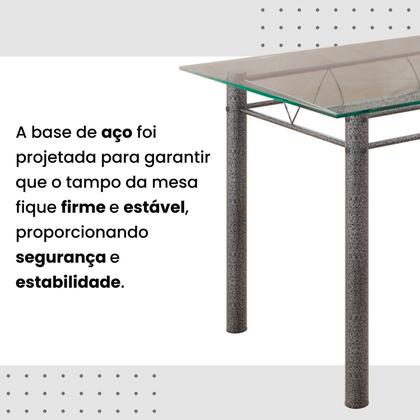 Imagem de Conjunto de Mesa Retangular a 120x75cm Tampo de Vidro 4 Cadeiras Lavínea
