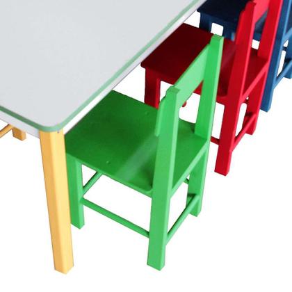 Conjunto de Mesa Retangular com 10 Cadeiras Jah Colorido - Carlu Imagem de Conjunto de Mesa Retangular com 10 Cadeiras Jah Colorido