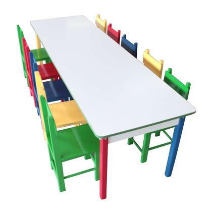 Conjunto de Mesa Retangular com 10 Cadeiras Jah Colorido - Carlu Imagem de Conjunto de Mesa Retangular com 10 Cadeiras Jah Colorido