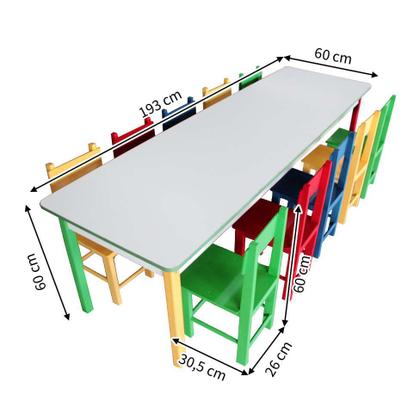 Conjunto de Mesa Retangular com 10 Cadeiras Jah Colorido - Carlu Imagem de Conjunto de Mesa Retangular com 10 Cadeiras Jah Colorido