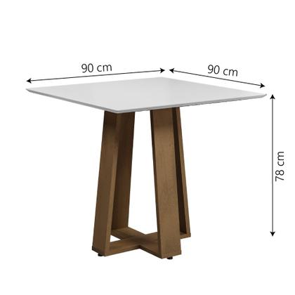 Imagem de Conjunto de Mesa Sala de Jantar Athenas Quadrada 0,90m 4 Cadeiras Dakar Cedro/Off White/Bege Dobuê