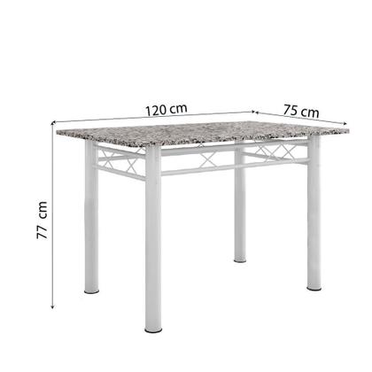 Imagem de Conjunto De Mesa Sala De Jantar Com 4 Cadeiras Leia Tubular Granito 1,20m Artefamol Branco / Preto
