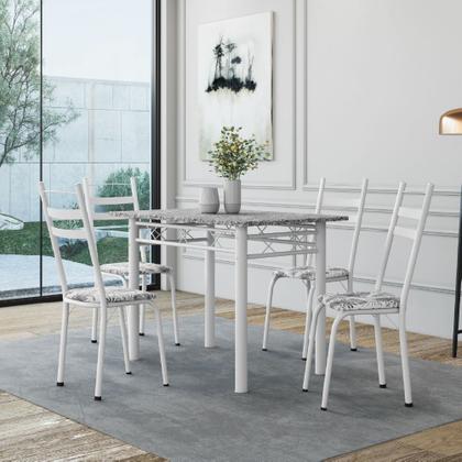 Imagem de Conjunto De Mesa Sala de Jantar Com 4 Cadeiras Leia Tubular Granito 1,20m Artefamol