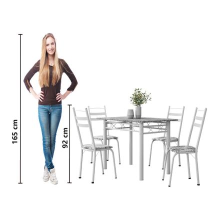 Imagem de Conjunto De Mesa Sala de Jantar Com 4 Cadeiras Leia Tubular Granito 1,20m Artefamol