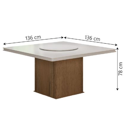 Conjunto De Mesa Sala de Jantar Com Tampo Giratório Amesterdã 1,36m 6 Cadeiras Grécia Cedro / Off White / Bege Dobuê - Movale Imagem de Conjunto De Mesa Sala de Jantar Com Tampo Giratório Amesterdã 1,36m 6 Cadeiras Grécia Cedro / Off White / Bege Dobuê