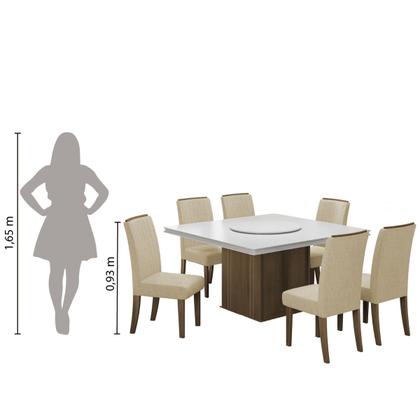 Conjunto De Mesa Sala de Jantar Com Tampo Giratório Amesterdã 1,36m 6 Cadeiras Grécia Cedro / Off White / Bege Dobuê - Movale Imagem de Conjunto De Mesa Sala de Jantar Com Tampo Giratório Amesterdã 1,36m 6 Cadeiras Grécia Cedro / Off White / Bege Dobuê