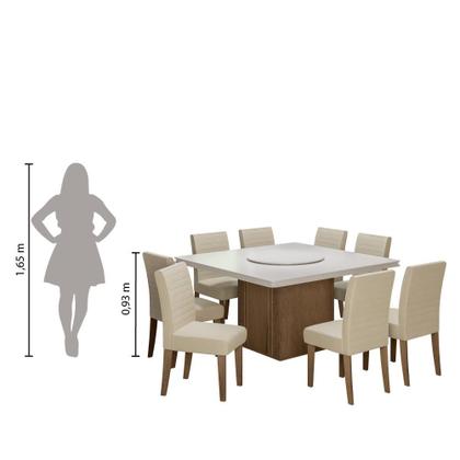 Conjunto De Mesa Sala de Jantar Com Tampo Giratório Amesterdã 1,36m 8 Cadeiras Creta Cedro / Off White / Areia Dobuê - Movale Imagem de Conjunto De Mesa Sala de Jantar Com Tampo Giratório Amesterdã 1,36m 8 Cadeiras Creta Cedro / Off White / Areia Dobuê