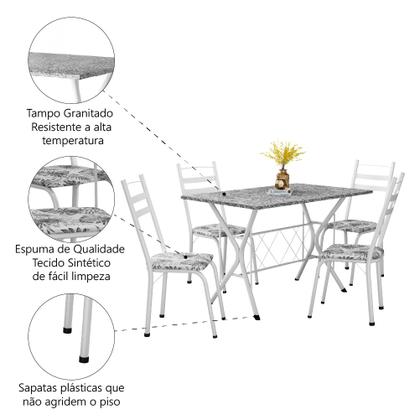 Imagem de Conjunto de Mesa Sala De Jantar Leia 1,20m Com 4 Cadeiras Granito Tubular Artefamol