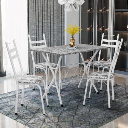 Imagem de Conjunto de Mesa Sala De Jantar Leia 1,20m Com 4 Cadeiras Granito Tubular Artefamol
