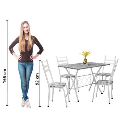 Imagem de Conjunto de Mesa Sala De Jantar Leia 1,20m Com 4 Cadeiras Granito Tubular Artefamol
