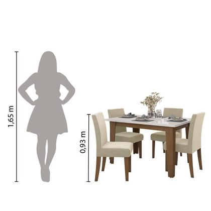 Imagem de Conjunto de Mesa Sala de Jantar Miami com 4 Cadeiras Trieste Suede 1,20m Cedro / Off White / Areia Dobuê