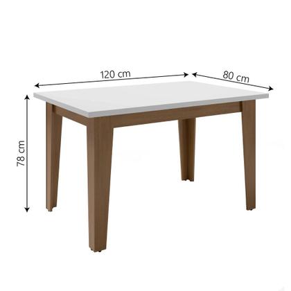 Conjunto de Mesa Sala de Jantar Miami com 4 Cadeiras Trieste Suede 1,20m Cedro / Off White / Areia Dobuê - Movale Imagem de Conjunto de Mesa Sala de Jantar Miami com 4 Cadeiras Trieste Suede 1,20m Cedro / Off White / Areia Dobuê