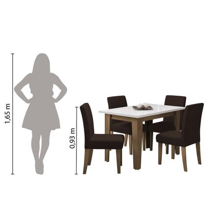 Conjunto de Mesa Sala de Jantar Miami com 4 Cadeiras Trieste Suede 1,20m Cedro / Off White / Chocolate Dobuê - Movale Imagem de Conjunto de Mesa Sala de Jantar Miami com 4 Cadeiras Trieste Suede 1,20m Cedro / Off White / Chocolate Dobuê