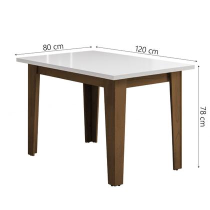 Conjunto de Mesa Sala de Jantar Miami com 4 Cadeiras Trieste Suede 1,20m Cedro / Off White / Chocolate Dobuê - Movale Imagem de Conjunto de Mesa Sala de Jantar Miami com 4 Cadeiras Trieste Suede 1,20m Cedro / Off White / Chocolate Dobuê