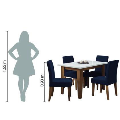 Imagem de Conjunto de Mesa Sala de Jantar Miami com 4 Cadeiras Trieste Suede 1,20m Cedro / Off White / Chumbo Dobuê