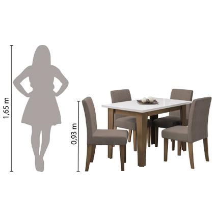 Imagem de Conjunto de Mesa Sala de Jantar Miami com 4 Cadeiras Trieste Suede 1,20m Cedro / Off White / Mascavo Dobuê