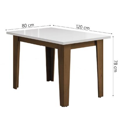 Imagem de Conjunto de Mesa Sala de Jantar Miami com 4 Cadeiras Trieste Suede 1,20m Cedro / Off White / Mascavo Dobuê