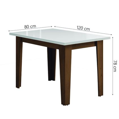 Conjunto de Mesa Sala de Jantar Miami com 4 Cadeiras Trieste Suede 1,20m Cedro / Off White / Mascavo Dobuê - Movale Imagem de Conjunto de Mesa Sala de Jantar Miami com 4 Cadeiras Trieste Suede 1,20m Cedro / Off White / Mascavo Dobuê