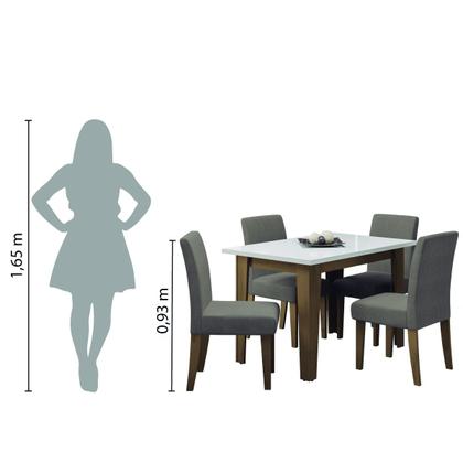 Conjunto de Mesa Sala de Jantar Miami com 4 Cadeiras Trieste Suede 1,20m Cedro / Off White / Mascavo Dobuê - Movale Imagem de Conjunto de Mesa Sala de Jantar Miami com 4 Cadeiras Trieste Suede 1,20m Cedro / Off White / Mascavo Dobuê