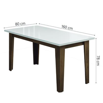 Imagem de Conjunto de Mesa Sala de Jantar Miami com 6 Cadeiras Trieste Suede 1,60m Cedro / Off White / Mascavo Dobuê