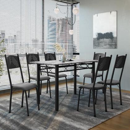 Imagem de Conjunto De Mesa Sala de Jantar Sara Com 6 Cadeiras Tubular Granito 1,40m Artefamol