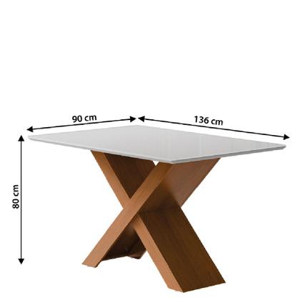 Imagem de Conjunto de Mesa Sala de Jantar Tampo com Vidro 1,36m Grécia 4 Cadeiras Trieste Dobuê