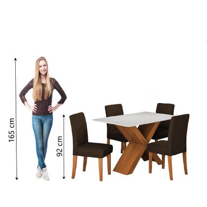 Imagem de Conjunto de Mesa Sala de Jantar Tampo com Vidro 1,36m Grécia 4 Cadeiras Trieste Dobuê