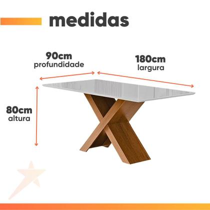 Imagem de Conjunto de Mesa Sala de Jantar Tampo com Vidro 1,80m Grécia 6 Cadeiras Santiago Dobuê
