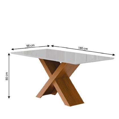 Imagem de Conjunto De Mesa Sala De Jantar Tampo Com Vidro 1,80m Grécia 6 Cadeiras Trieste Dobuê Madeirado/chocolate