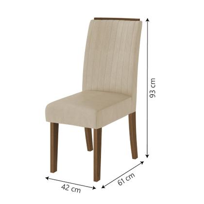 Imagem de Conjunto de Mesa Sala de Jantar Tampo Com Vidro Grécia 4 Cadeiras Off White / Bege / Cedro 1,36m Dobuê