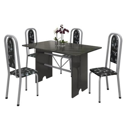 Imagem de Conjunto de Mesa Tampo Ardósia 120x75cm com 4 Cadeiras Lavínea