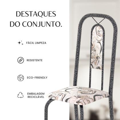 Imagem de Conjunto de Mesa Tampo Ardósia Indiano com 4 Cadeiras Lívia