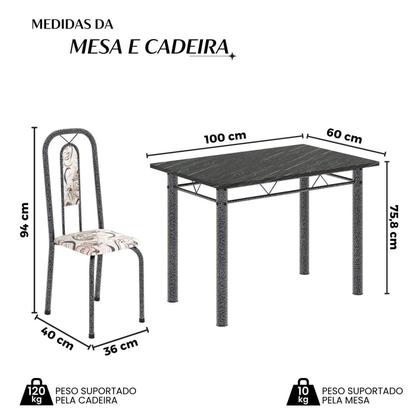 Imagem de Conjunto de Mesa Tampo Ardósia Indiano com 4 Cadeiras Lívia