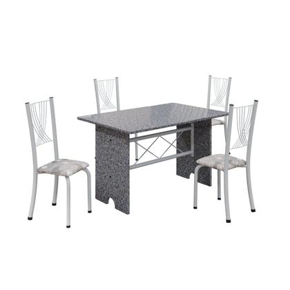 Imagem de Conjunto de Mesa Tampo de Granito Ocre com 4 Cadeiras Lorena Yescasa Branco/Paraopeba