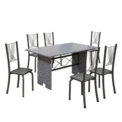 Imagem de Conjunto de Mesa Tampo de Granito Ocre com 6 Cadeiras Lorena Yescasa