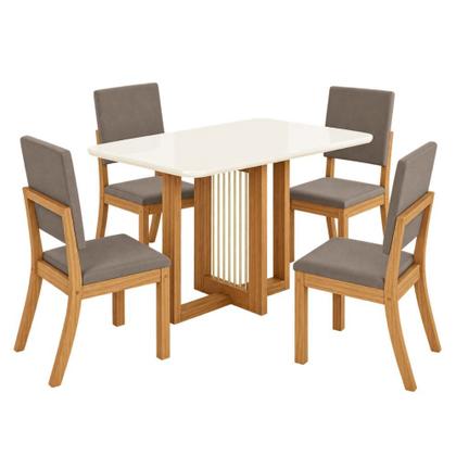 Imagem de Conjunto de Mesa Tampo de Vidro 4 Cadeiras Natali Henn 120cm
