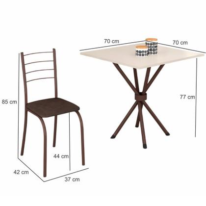 Imagem de Conjunto de Mesa Teixeira Rio Ipanema tampo de MDP na cor OFF WHITE com 4 cadeiras craqueadas marrom