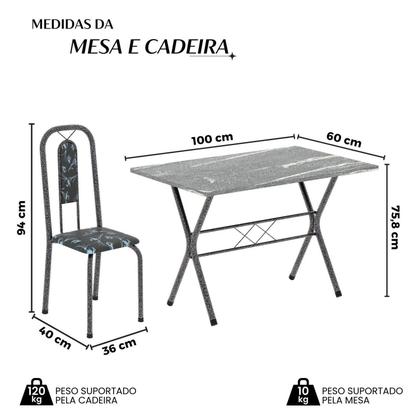 Imagem de Conjunto de Mesa Tubular 062 100x60cm Tampo em Granito com 4 Cadeiras Lívia