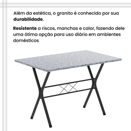 Imagem de Conjunto de Mesa Tubular 100x60cm Tampo em Granito Ocre com 4 Cadeiras Lívia