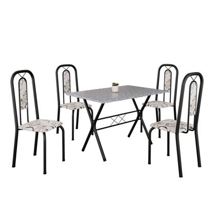 Imagem de Conjunto de Mesa Tubular 100x60cm Tampo em Granito Ocre com 4 Cadeiras Lívia