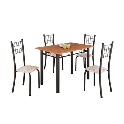 Imagem de Conjunto de Mesa Tubular 100x60cm Tampo em Mdf e 4 Cadeiras Dany