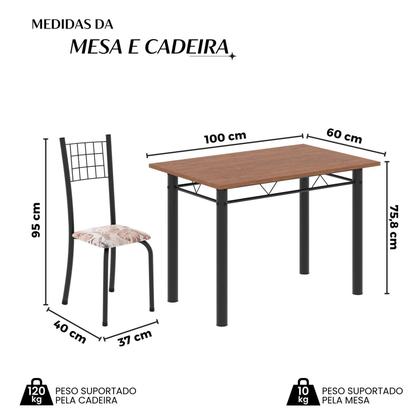 Imagem de Conjunto de Mesa Tubular 100x60cm Tampo em Mdf e 4 Cadeiras Dany