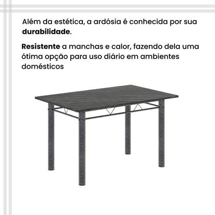Imagem de Conjunto de Mesa Tubular 120x75cm Tampo em Ardósia Indiano com 4 Cadeiras Iris