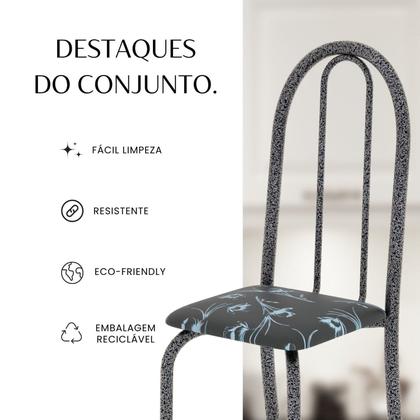 Imagem de Conjunto de Mesa Tubular 120x75cm Tampo em Ardósia Indiano com 4 Cadeiras Iris