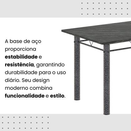 Imagem de Conjunto de Mesa Tubular 120x75cm Tampo em Ardósia Indiano com 4 Cadeiras Iris