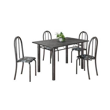 Imagem de Conjunto de Mesa Tubular 120x75cm Tampo em Ardósia Indiano com 4 Cadeiras Iris